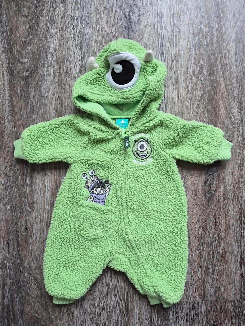Disney Monsters, Inc. Mike Wazowski & Boo Cozy Sherpa Zip-Up Romper 0-3 Months
